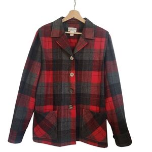 Pendleton Women's Red and Gray Plaid Shacket 100% Virgin Wool Women's XL